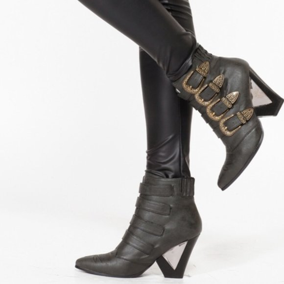 Priviliged Ankle Boots - Black "Siegal "Western Ankle Boots - Picture 1 of 16